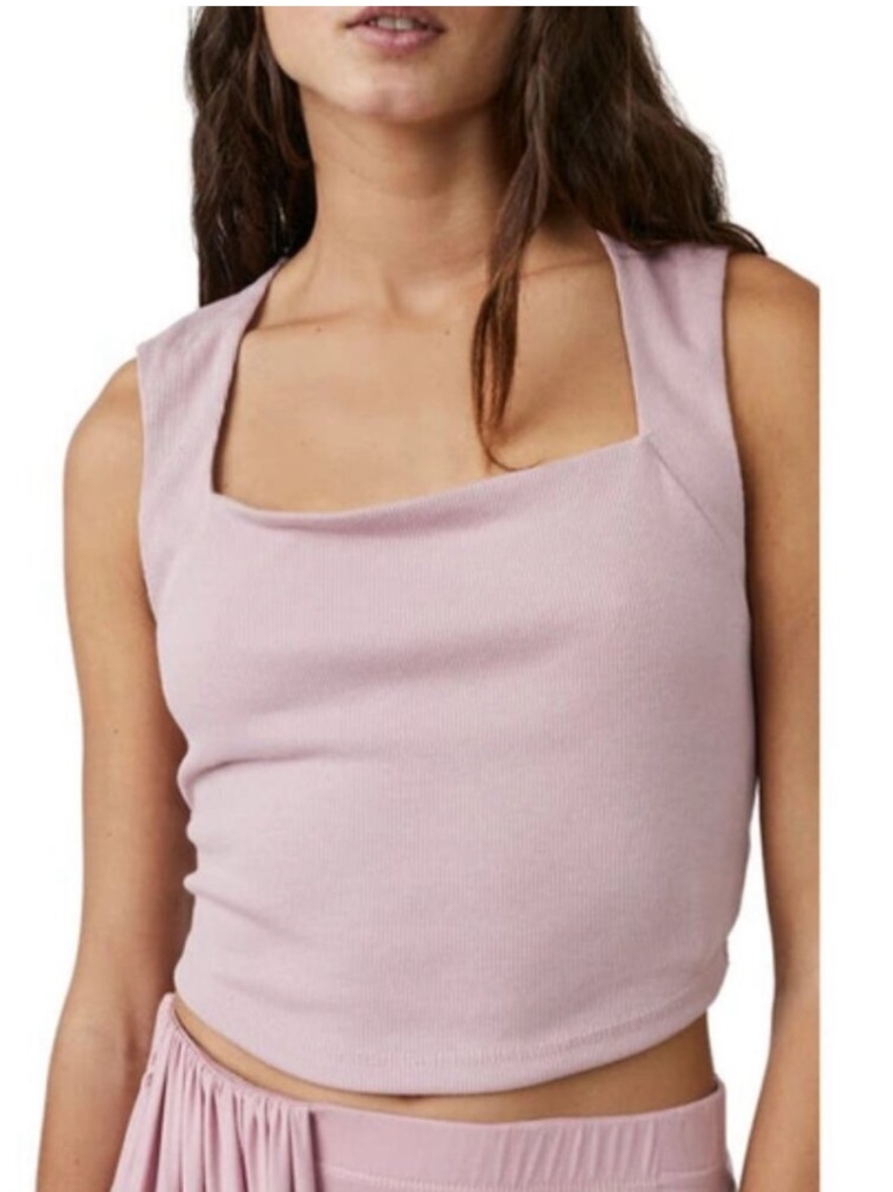 Free People Beach Dusty Rose Pink Square Neck Ribbed Tank Top